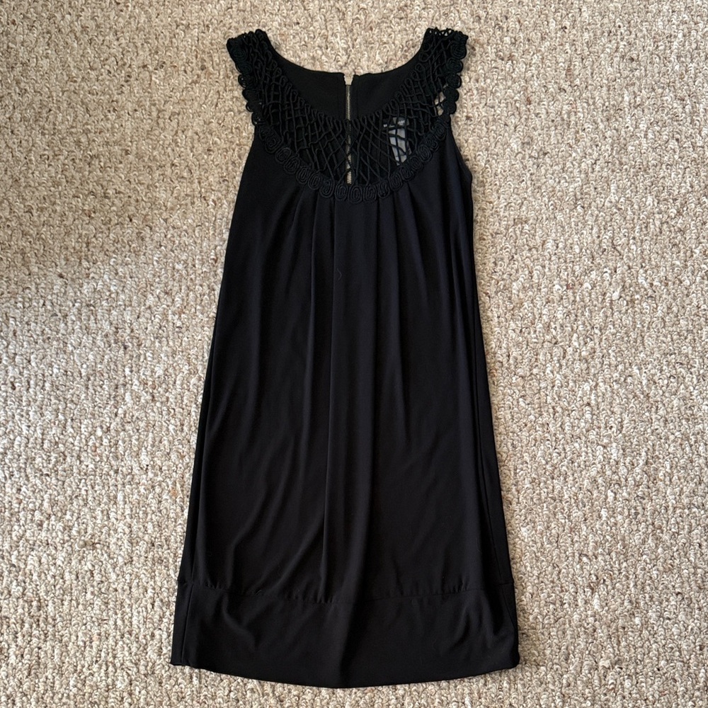 Bisou Bisou Black Crochet Neck Mini Dress